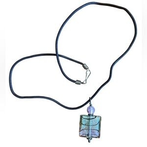 Art Glass Dichroic Fused Glass Pendant Necklace Iridescent Cube Layering